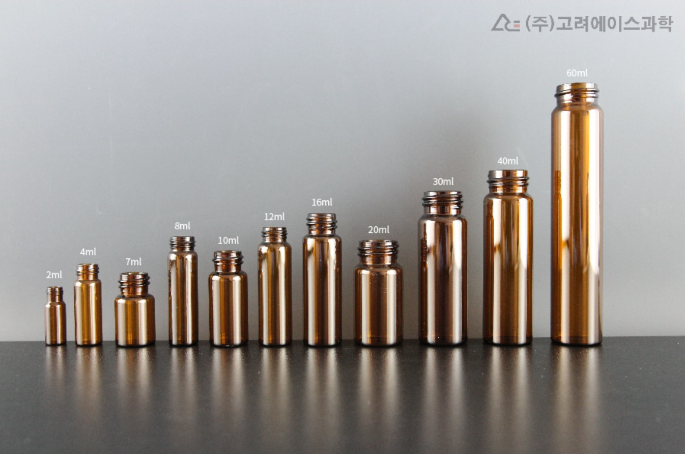 갈색 유리 샘플 바이알 캡 미포함